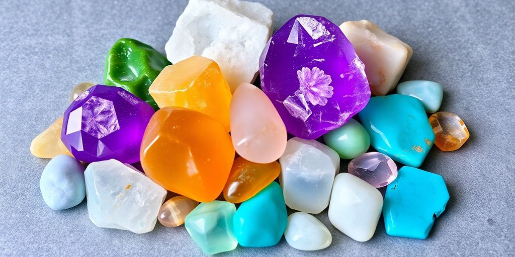 Minerales diversos en una superficie texturizada.