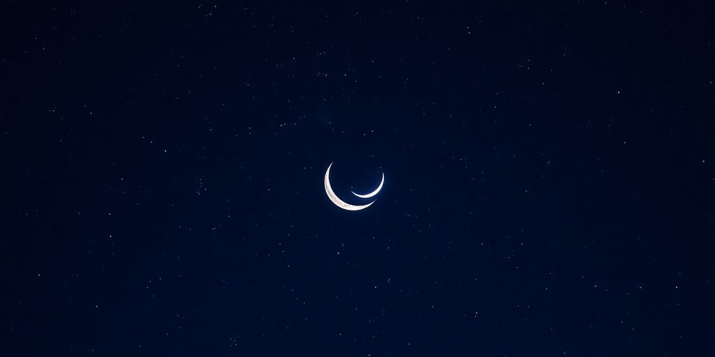 Cielo nocturno estrellado con luna creciente.