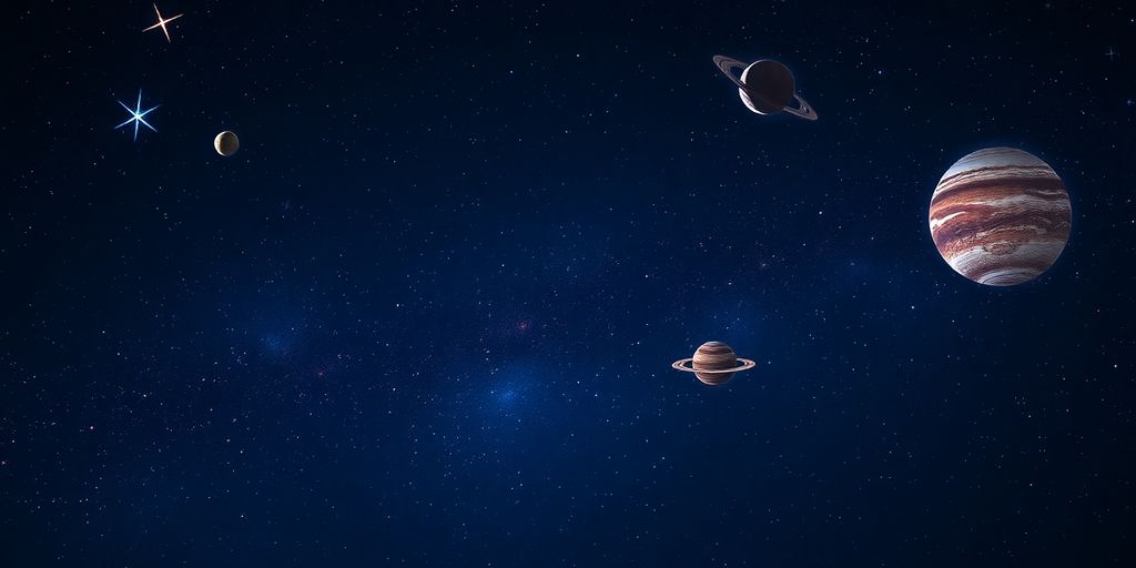 Cielo estrellado con planetas brillantes y atmósfera mágica.