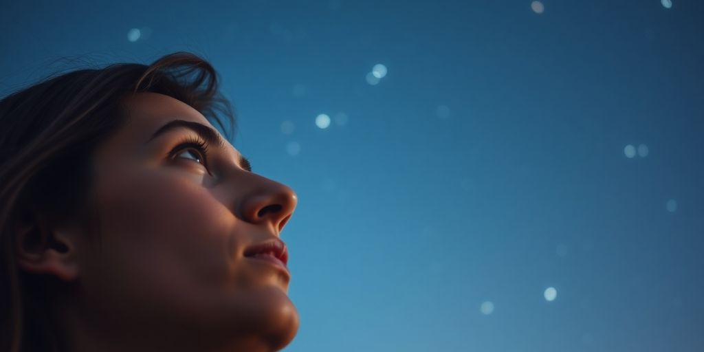 Persona mirando las estrellas en una noche clara.