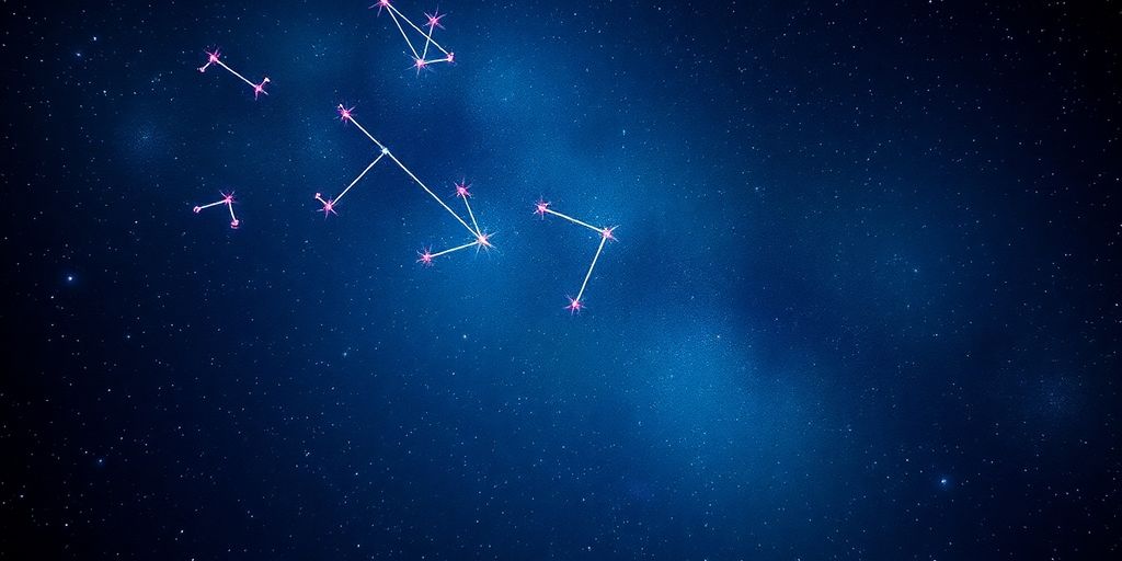 Cielo estrellado con constelaciones brillantes en la oscuridad.