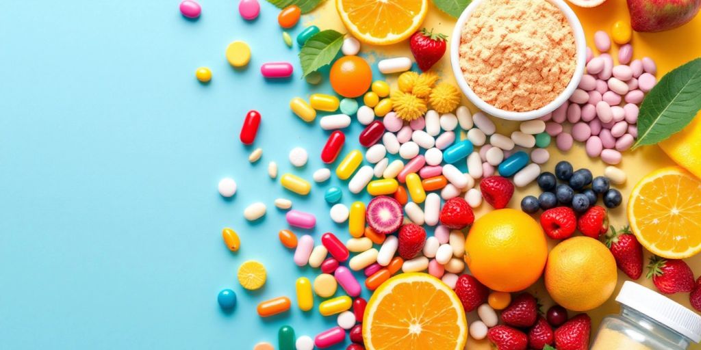 Vitaminas y suplementos para energía femenina.