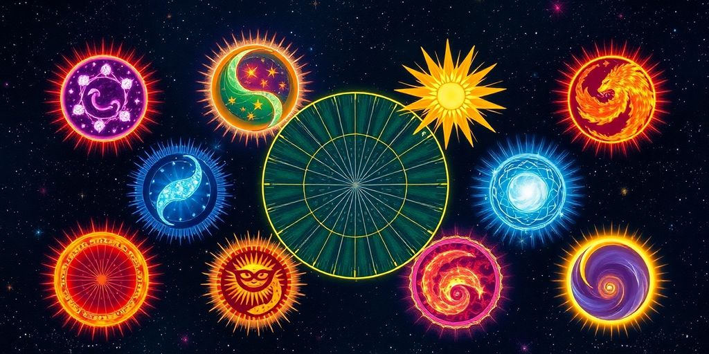 Collage de cuerpos celestiales en un cielo estrellado.