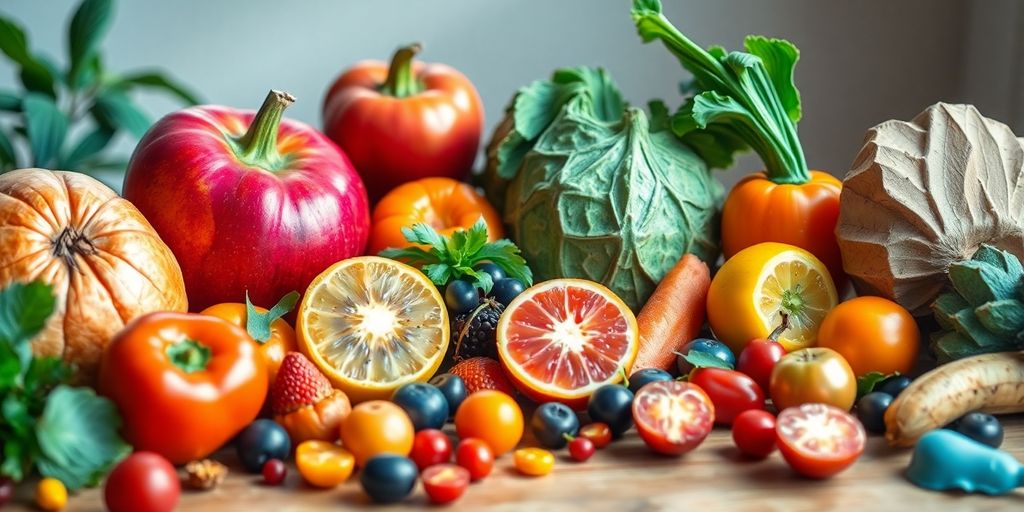 Fruits y verduras coloridas para reducir el estrés.