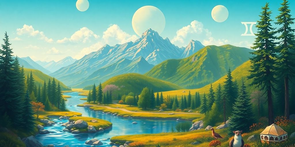 Hermoso paisaje natural con montañas y ríos.