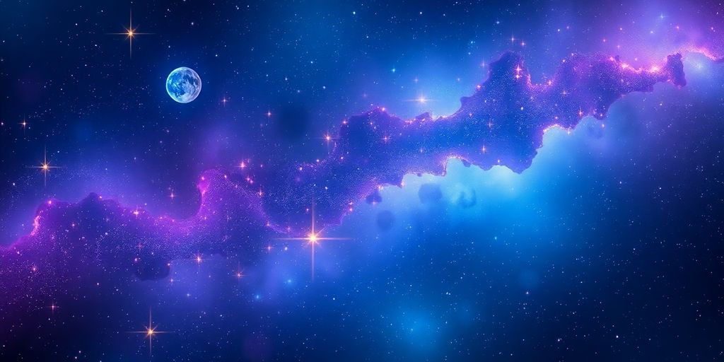 Cielo estrellado con tonos de azul y púrpura.