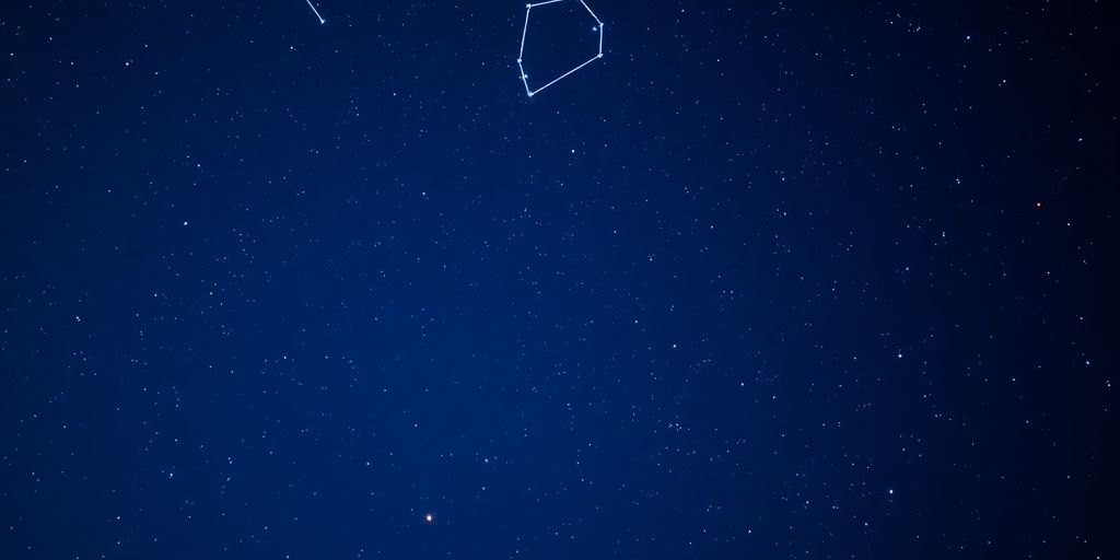 Cielo estrellado con constelaciones brillantes y fondo azul.